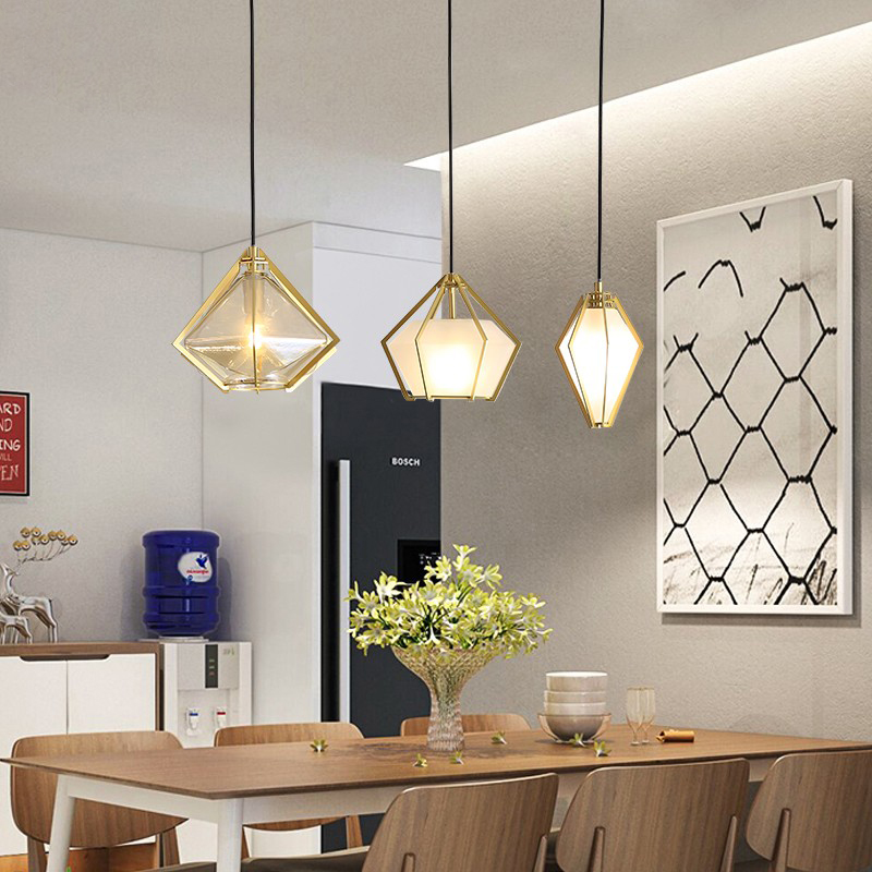 Nordic Restaurant Diamond Chandelier Bedroom Bedside Ins Net Red Glass Lamp Post-modern Simple Personality Hotel Lightweight and Luxury