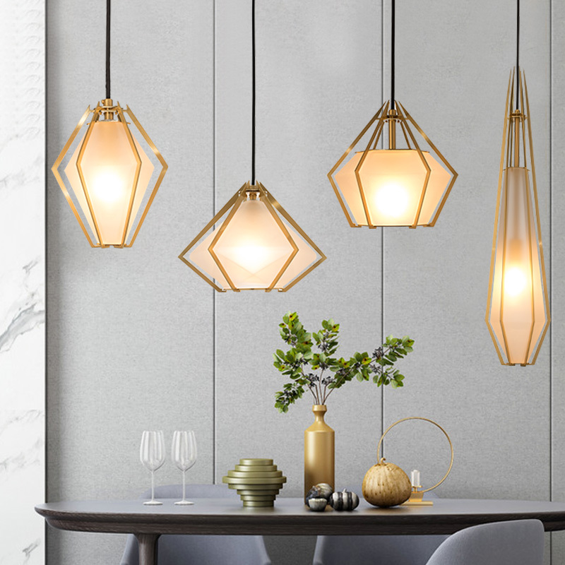 Nordic Restaurant Diamond Chandelier Bedroom Bedside Ins Net Red Glass Lamp Post-modern Simple Personality Hotel Lightweight and Luxury