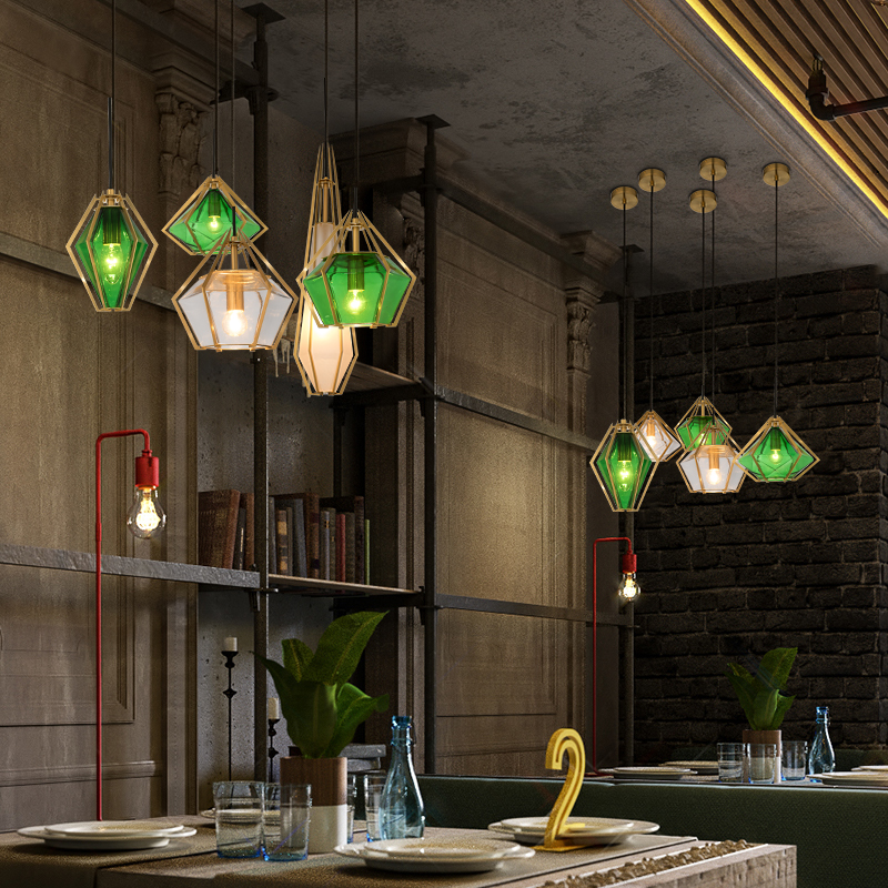 Nordic Restaurant Diamond Chandelier Bedroom Bedside Ins Net Red Glass Lamp Post-modern Simple Personality Hotel Lightweight and Luxury