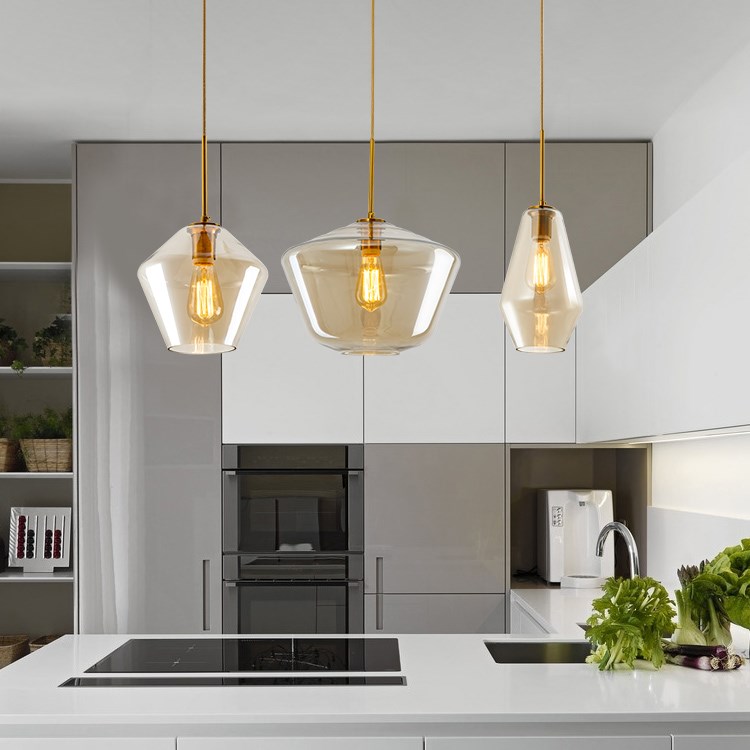 Nordic Restaurant Glass Lamp Modern Simple Chinese-style Home Corrugated Chandelier Creative Chandelier Living Room Bedside Lamp