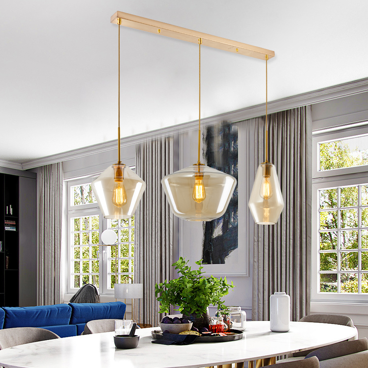 Nordic Restaurant Glass Lamp Modern Simple Chinese-style Home Corrugated Chandelier Creative Chandelier Living Room Bedside Lamp