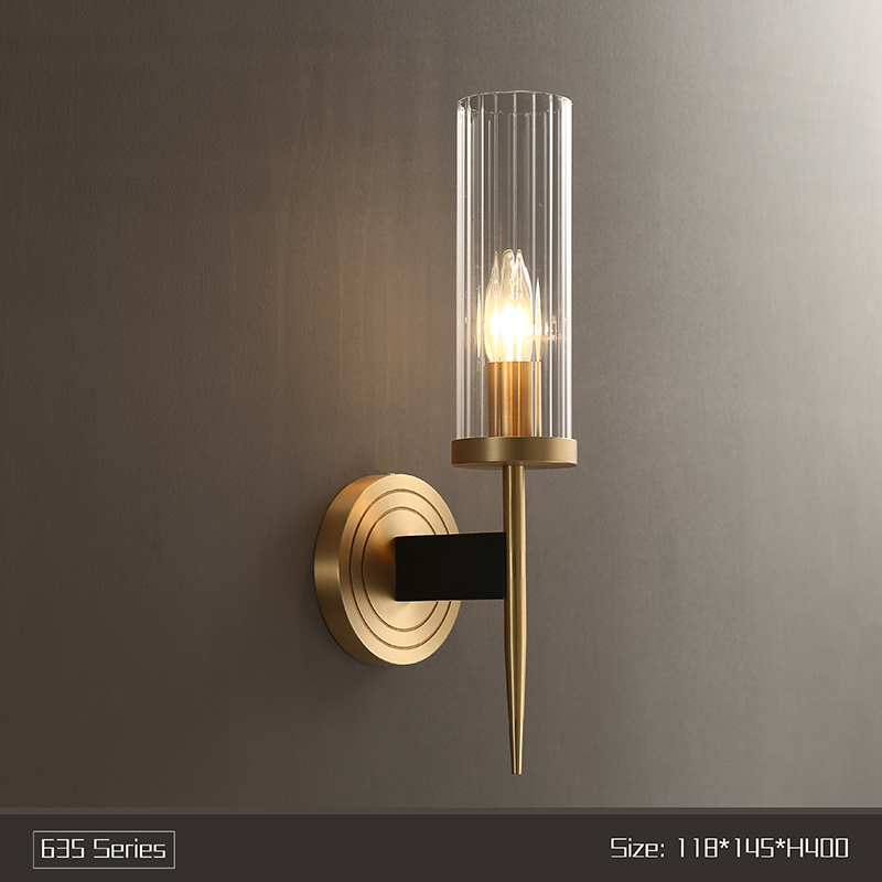 Copper wall lamp living room bedroom bedside lamp background wall simple glass wall lamp