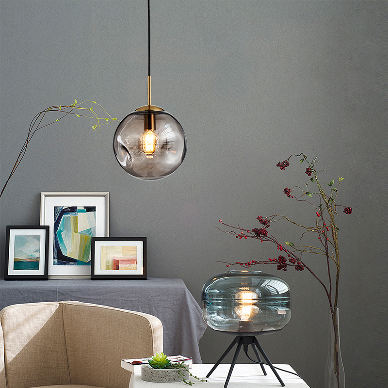 Nordic Minimalist Restaurant Chandelier Designer Luxury Creative Table, Bar Lamp, Bedside Individual Single Head Glass Chandelier