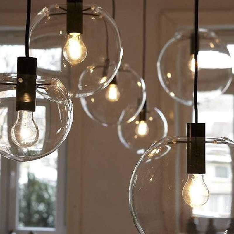 Modern glass ball chandelier concise Restaurant Bar personality creative clothing store light bulb ball art lamps and lanterns