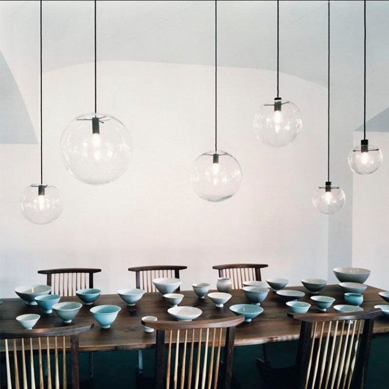 Modern glass ball chandelier concise Restaurant Bar personality creative clothing store light bulb ball art lamps and lanterns