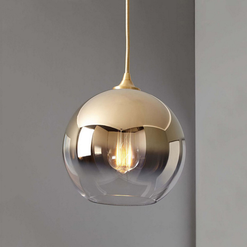 Nordic Simple Post-modern Bedroom Bedside Individual Creative Ballroom Tea Restaurant Golden Gradual Glass Ball Chandelier