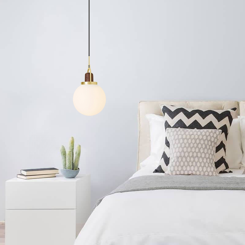 Nordic ins bedroom bedside chandelier simple modern creative Restaurant Bar Cafe single round Chandelier