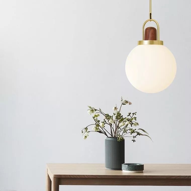 Nordic ins bedroom bedside chandelier simple modern creative Restaurant Bar Cafe single round Chandelier