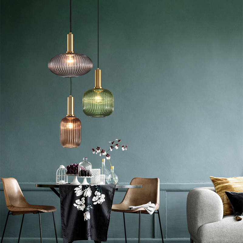 Nordic dining room chandelier bedroom bedside glass retro small single-headed clothing store light luxury bar lamps creative personality