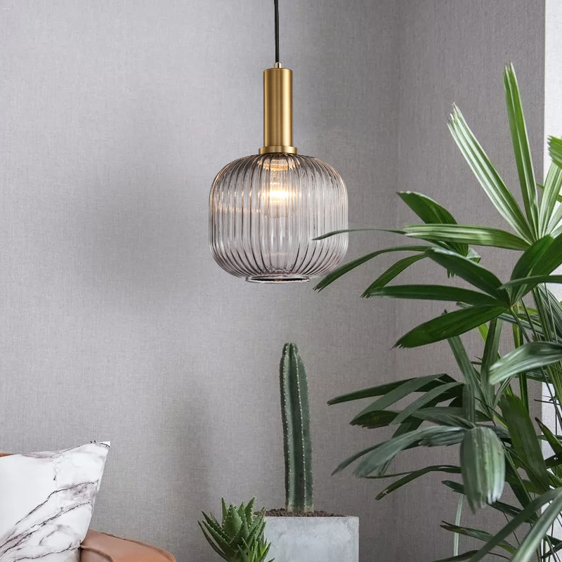 Nordic dining room chandelier bedroom bedside glass retro small single-headed clothing store light luxury bar lamps creative personality
