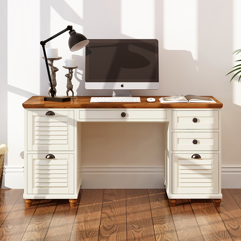 American country Mediterranean solid wood computer desk corner desk bedroom learning desk storage desk home