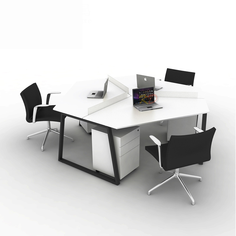 Employee table card shaped office desk office card position corner creative staff table chair