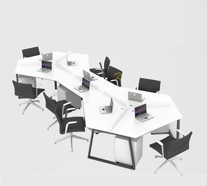 Employee table card shaped office desk office card position corner creative staff table chair