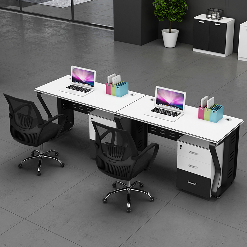Office furniture fashion black and white and the clerk office desks and chairs screen employees a combination of 4 a conference table