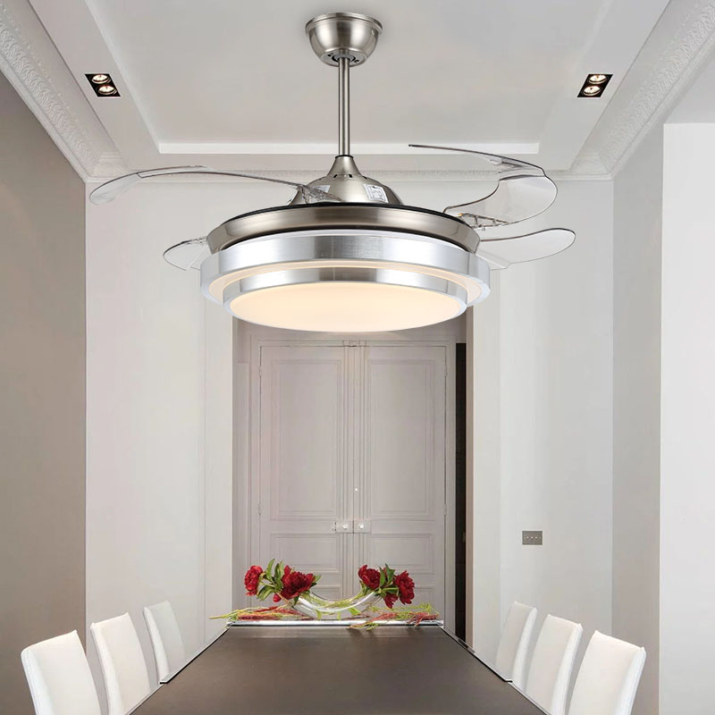 LED Frequency Converter Fan Lamp Invisible Living Room Ceiling Fan Lamp Restaurant Modern Simple Bedroom Electric Fan Contraction Fan Leaf