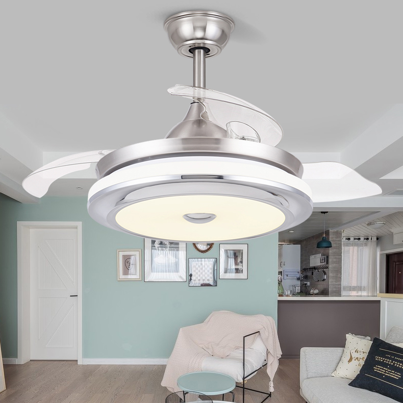 LED lamp invisible fan lamp living room simple ceiling fan lamp ultra-thin lampshade fan ceiling lamp
