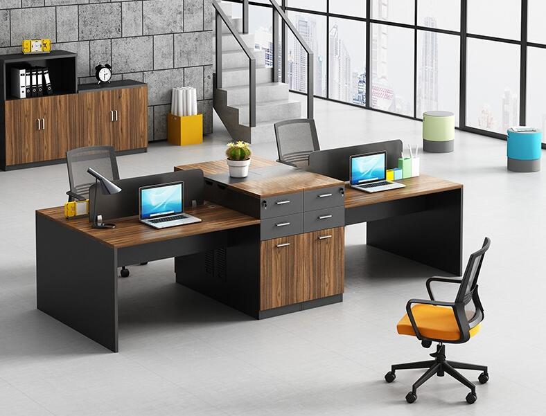 Office station with cabinet multi-function staff table company staff card seat plate high cabinet combination table and chair