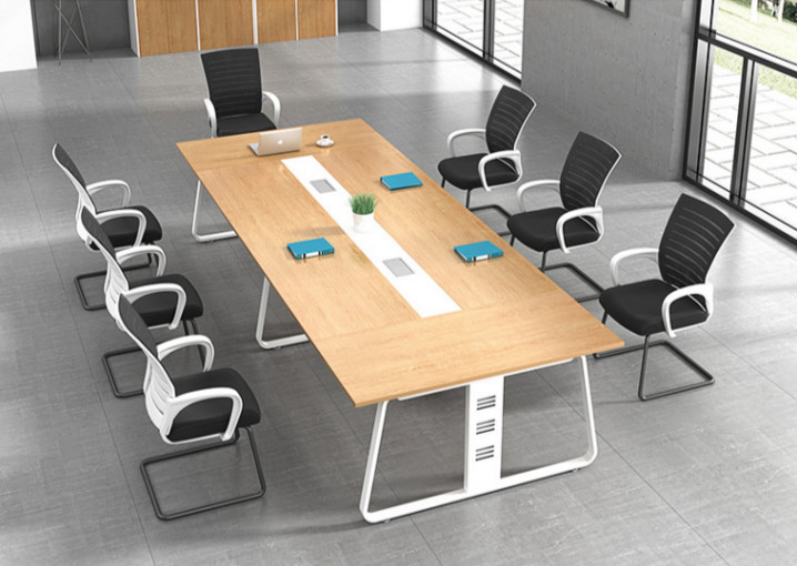 Office furniture, steel wood combination meeting table, reception desk, chair, long strip table, reception desk, large training desk