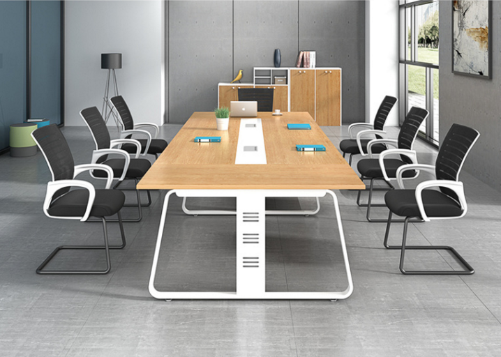 Office furniture, steel wood combination meeting table, reception desk, chair, long strip table, reception desk, large training desk