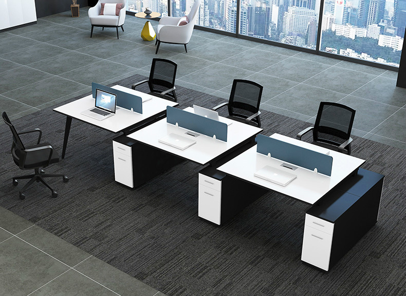 Office station with cabinet multi-function staff table company staff card seat plate high cabinet combination table and chair