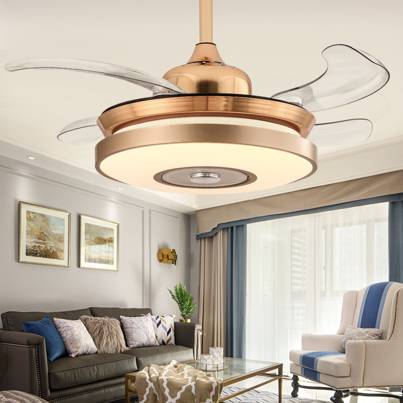 Simple living room invisible fan lamp family dining room creative wall control