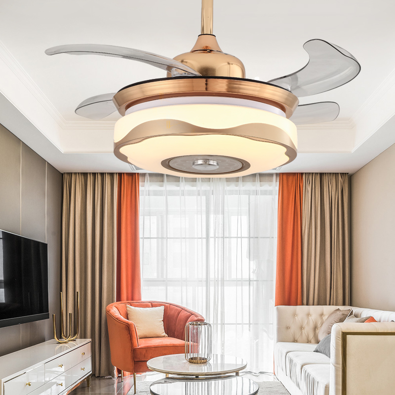 Simple living room invisible fan lamp family dining room creative wall control