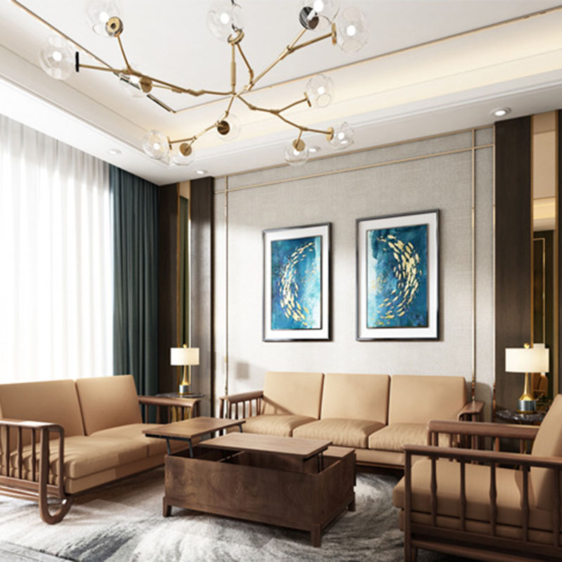 Nordic Triple Italian Down Dermal Sofa Head Cowhide Modern Chinese Solid Wood Art Sofa Combination