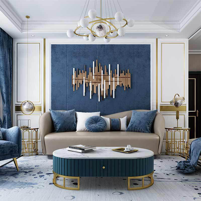 Postmodern Luxury Tea Table Modern Simple Marble Tea Table TV Cabinet Combination Set Creative Stainless Steel Furniture