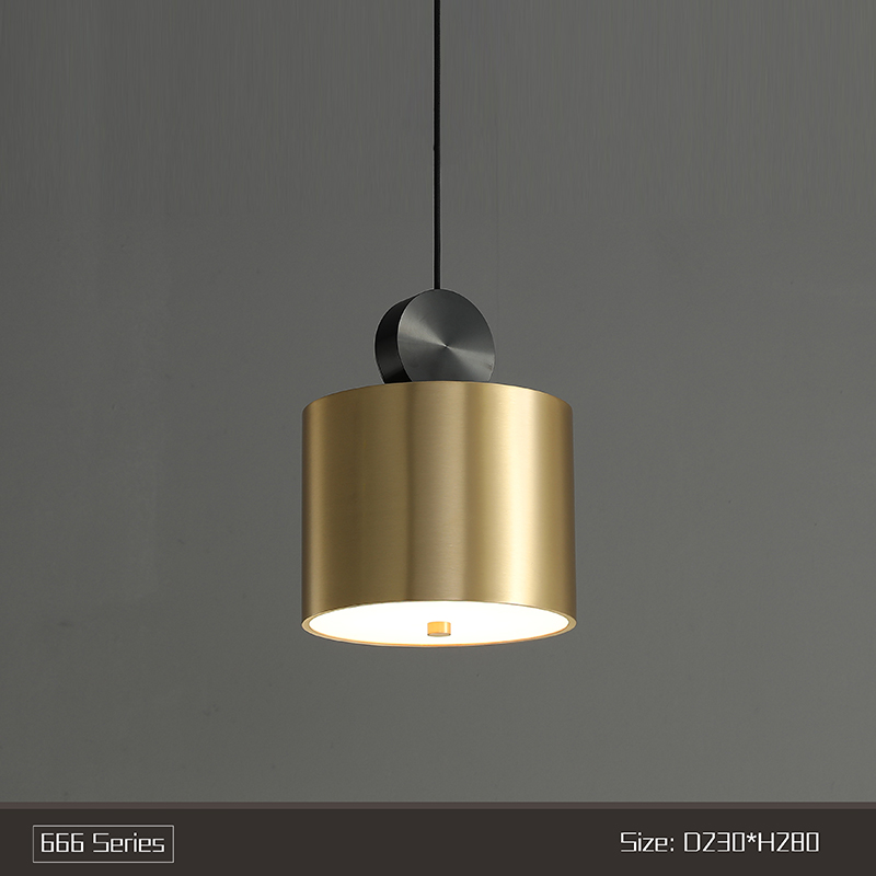 Postmodern minimalist copper single head chandelier creative personality restaurant bar desk study bedroom bedside brass chandelier