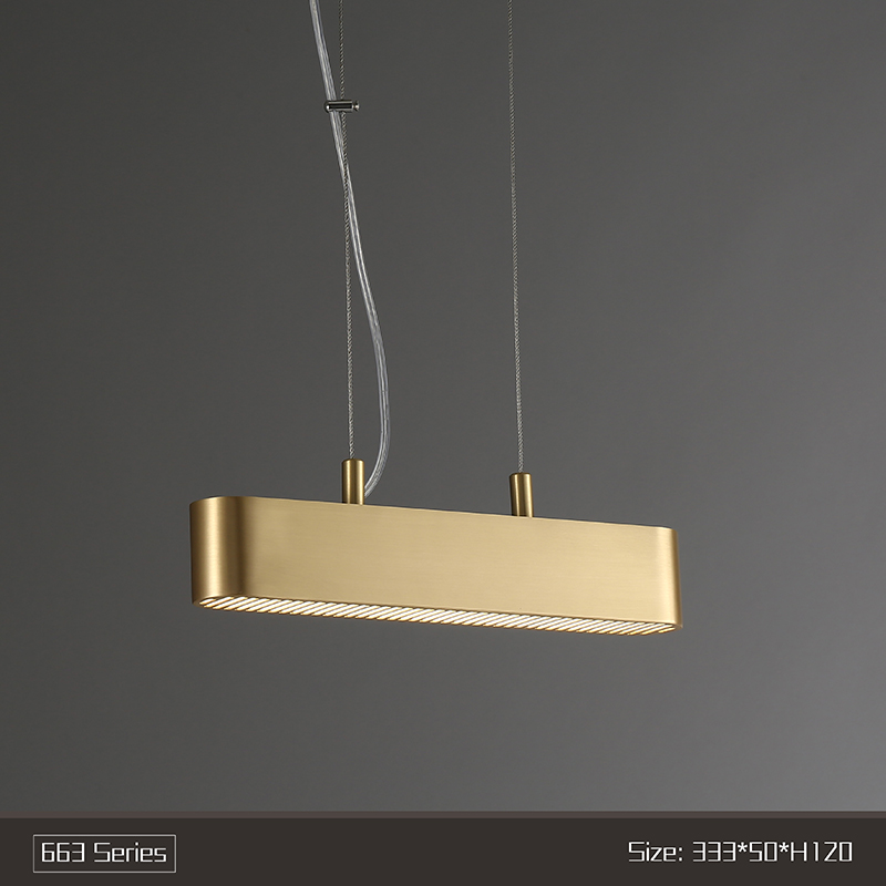 2019 new copper LED restaurant chandelier 186 personality creative simple rectangular bedroom study lamp