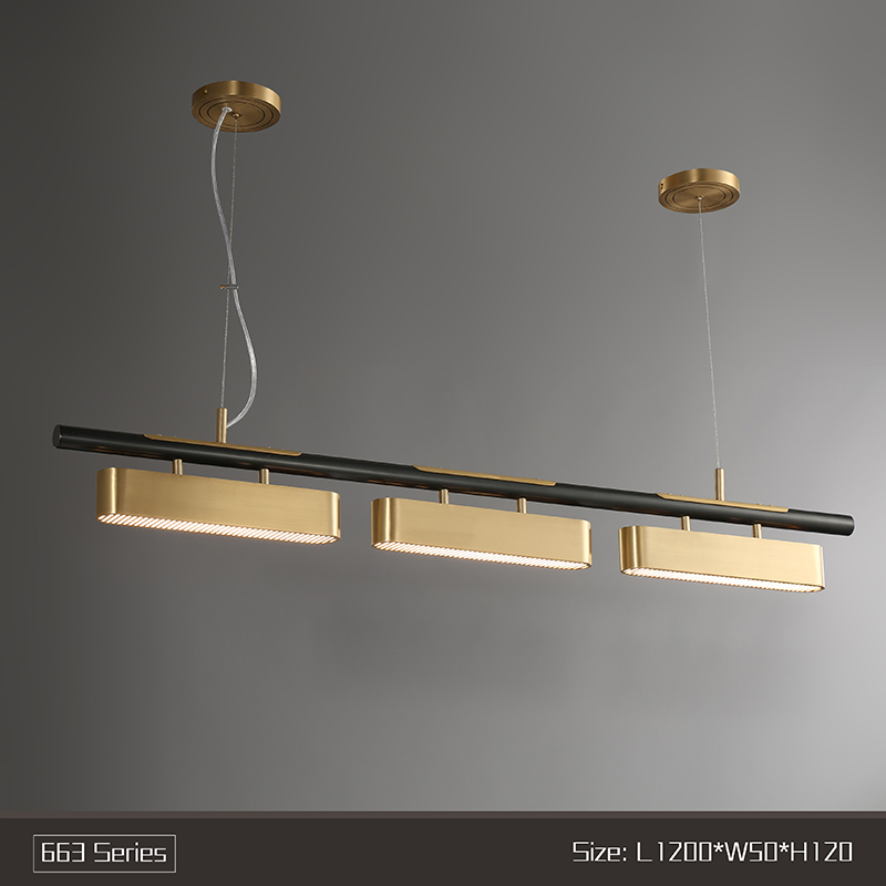 2019 new copper LED restaurant chandelier 186 personality creative simple rectangular bedroom study lamp