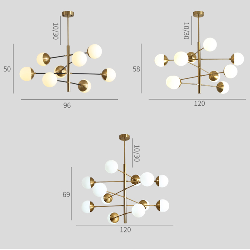 Nordic modern minimalist glass ball lighting restaurant bedroom living room chandelier