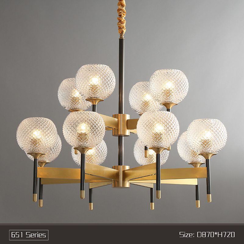Chandelier living room lamp post modern crystal lamp atmosphere restaurant lamp American copper lamp bedroom art lamp
