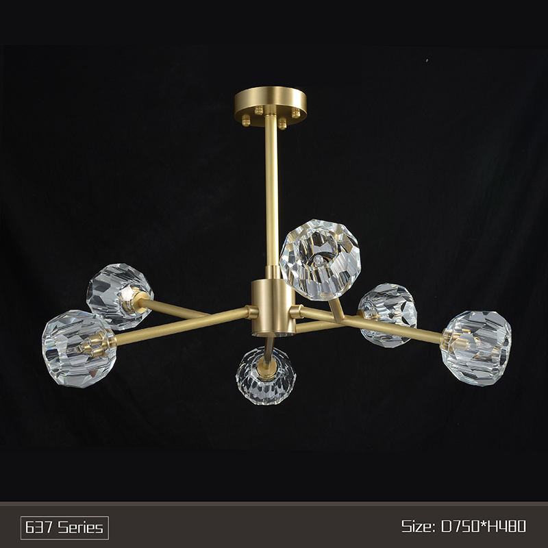Postmodern light luxury chandelier copper living room lighting simple crystal lamp restaurant lamp