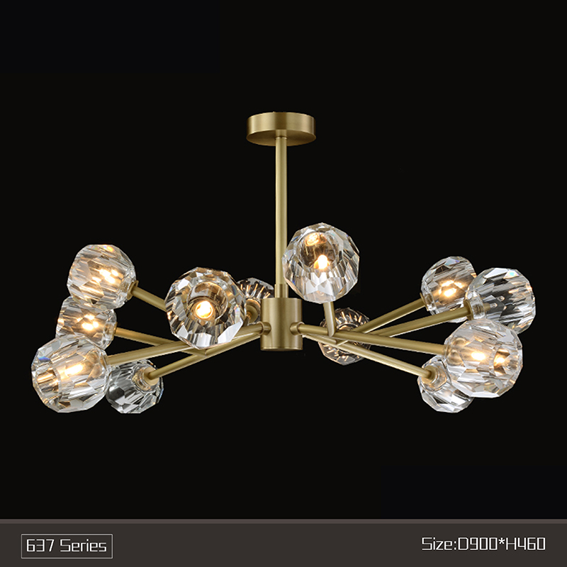 Postmodern light luxury chandelier copper living room lighting simple crystal lamp restaurant lamp
