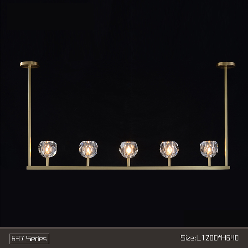 Postmodern light luxury chandelier copper living room lighting simple crystal lamp restaurant lamp