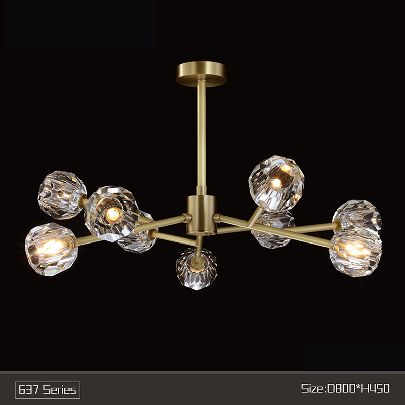 Postmodern light luxury chandelier copper living room lighting simple crystal lamp restaurant lamp