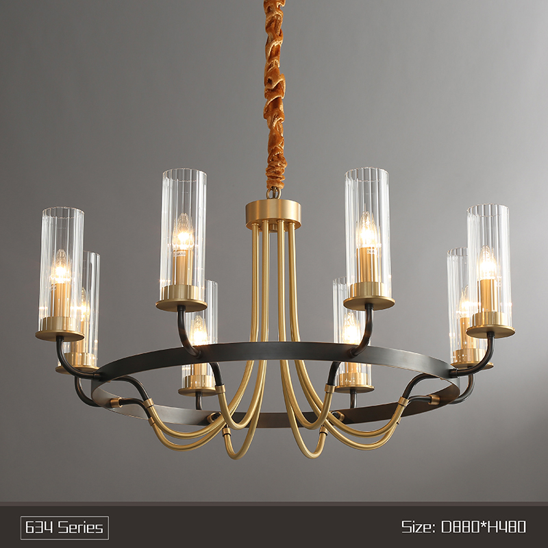 Light luxury copper chandelier living room personality creative pure copper restaurant bedroom lamp