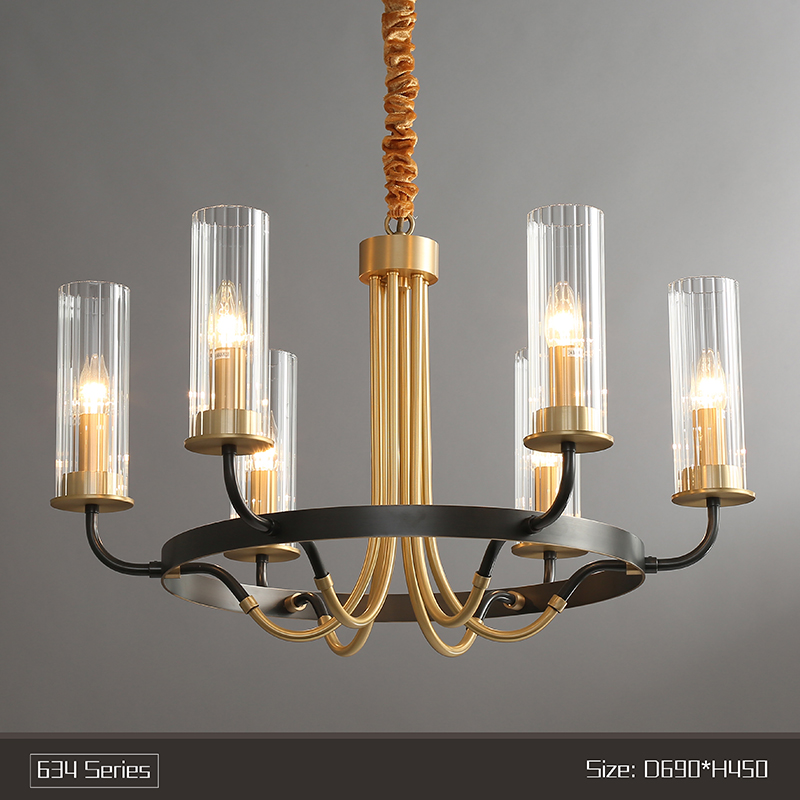 Light luxury copper chandelier living room personality creative pure copper restaurant bedroom lamp