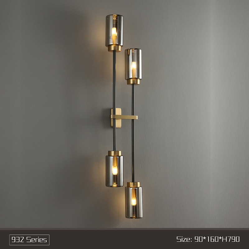 Postmodern wall lamp villa background wall study bedroom lamp living room full copper wall lamp