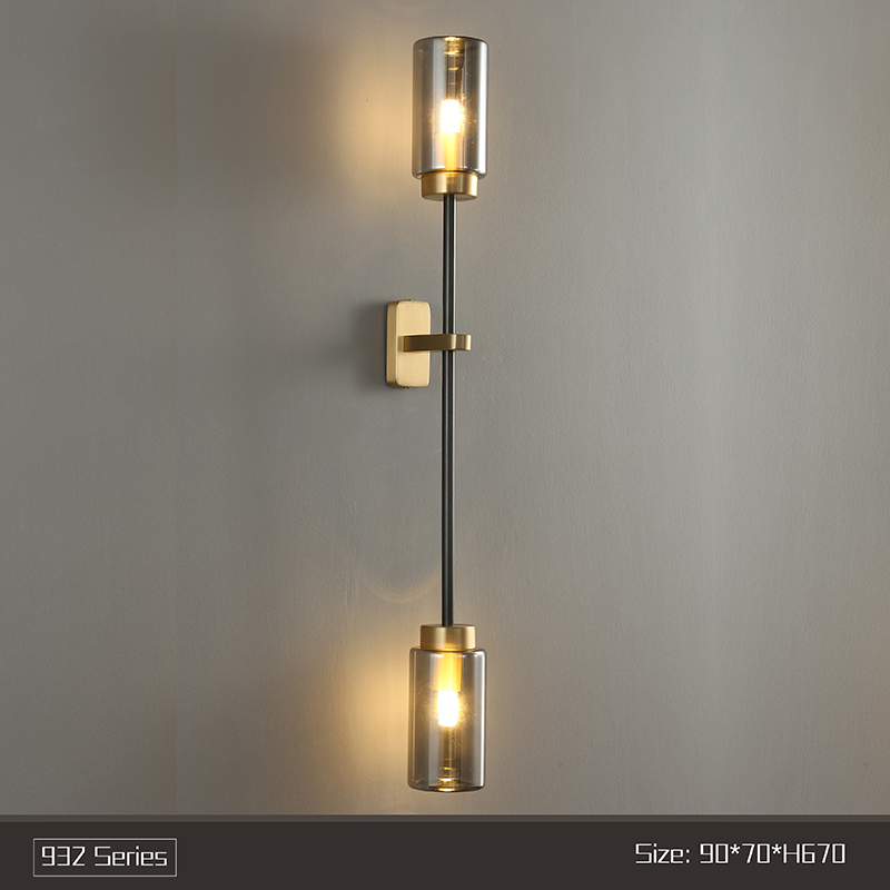 Postmodern wall lamp villa background wall study bedroom lamp living room full copper wall lamp