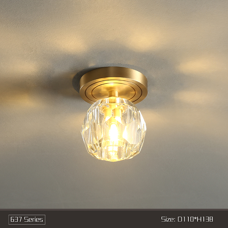 Simple living room TV background wall lamp copper lamp bedroom lamp K9 crystal ball lamp