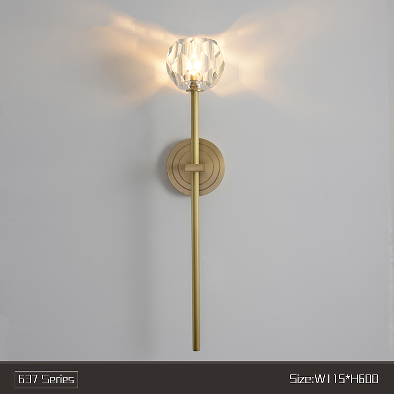 Simple living room TV background wall lamp copper lamp bedroom lamp K9 crystal ball lamp