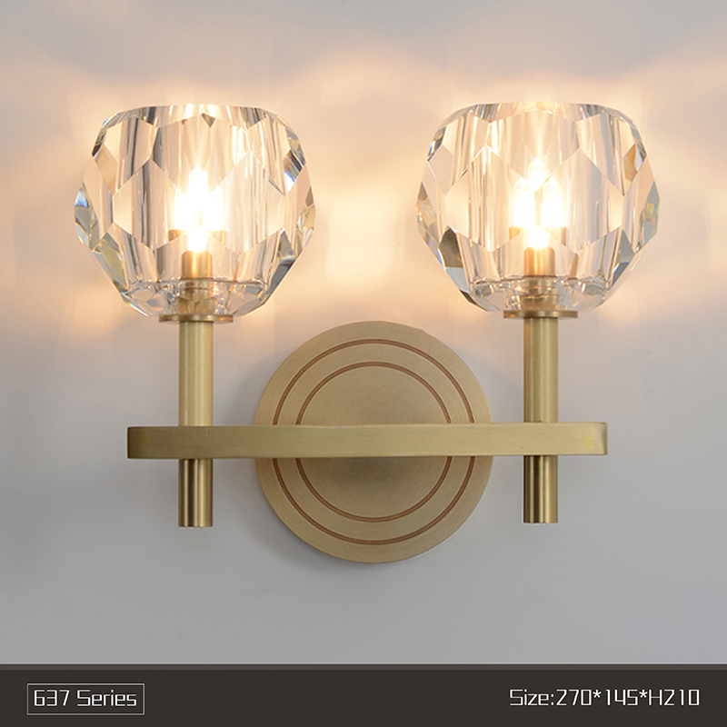 Simple living room TV background wall lamp copper lamp bedroom lamp K9 crystal ball lamp