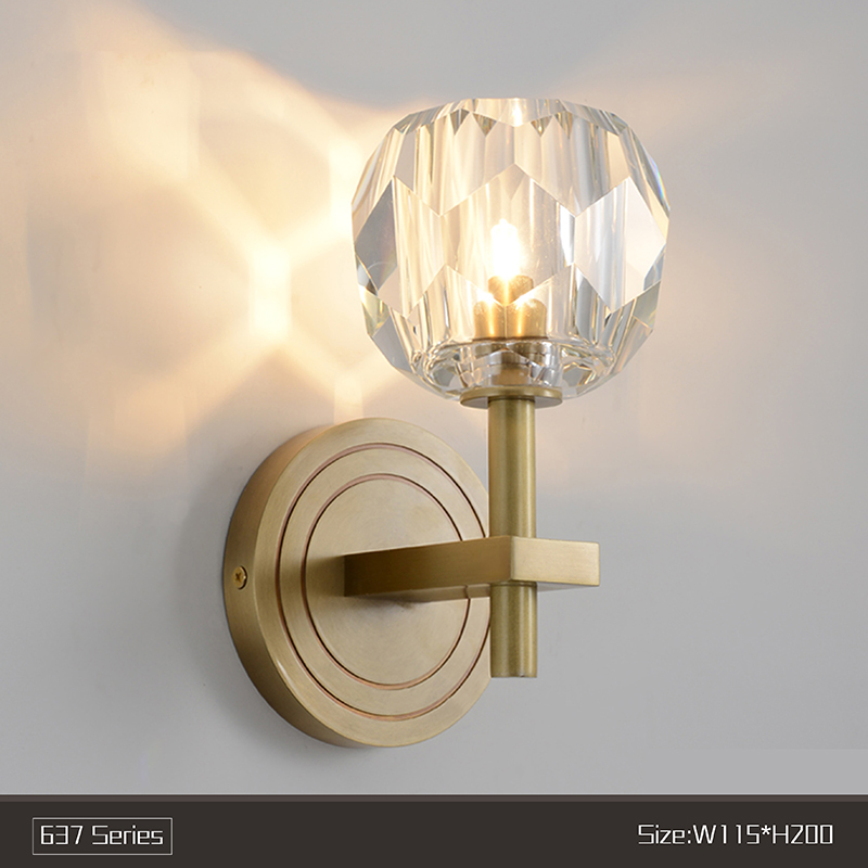 Simple living room TV background wall lamp copper lamp bedroom lamp K9 crystal ball lamp