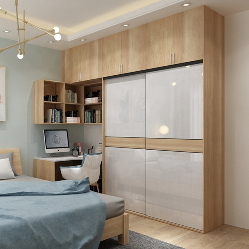 Manufacturer customized new design home storage white wood grain wardrobe closet