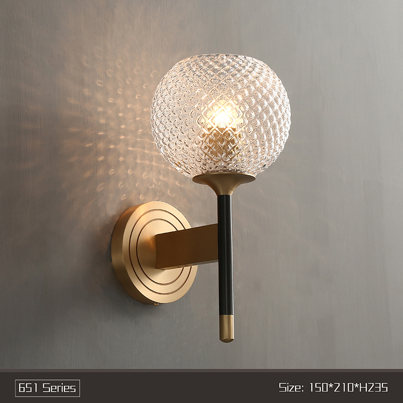 Light luxury full copper wall lamp bedroom bedside lamp living room study aisle wall lamp