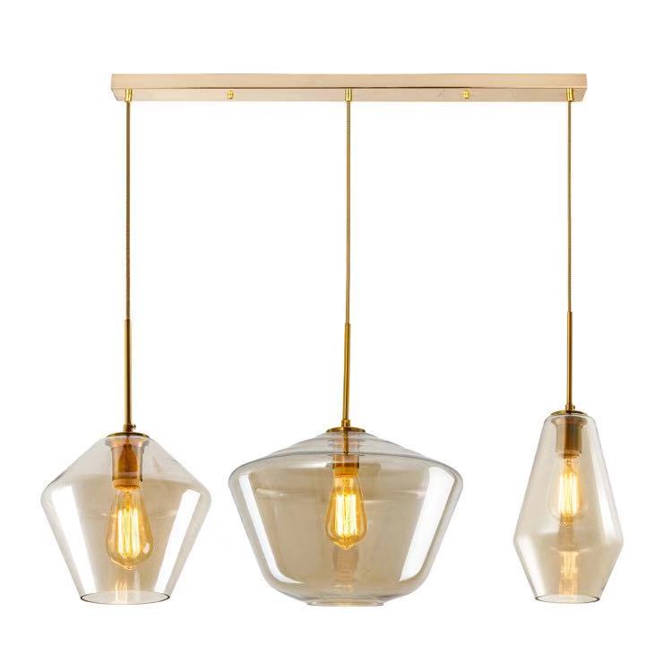 Nordic Restaurant Glass Lamp Modern Simple Chinese-style Home Corrugated Chandelier Creative Chandelier Living Room Bedside Lamp