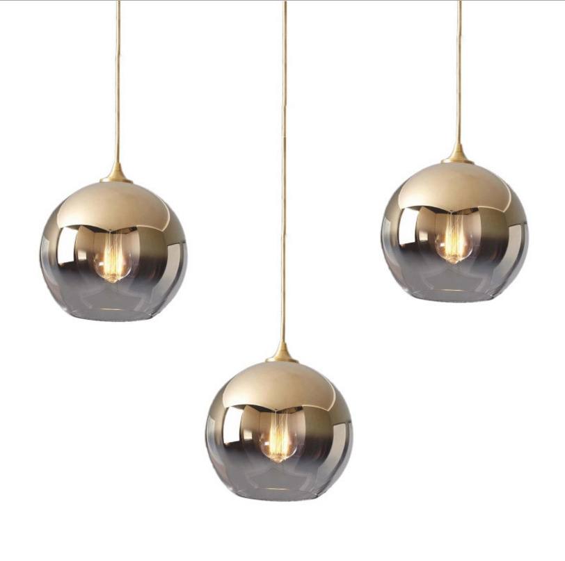Nordic Simple Post-modern Bedroom Bedside Individual Creative Ballroom Tea Restaurant Golden Gradual Glass Ball Chandelier