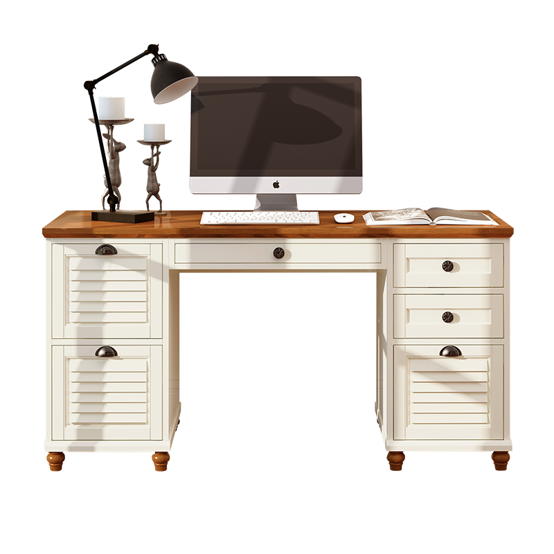American country Mediterranean solid wood computer desk corner desk bedroom learning desk storage desk home